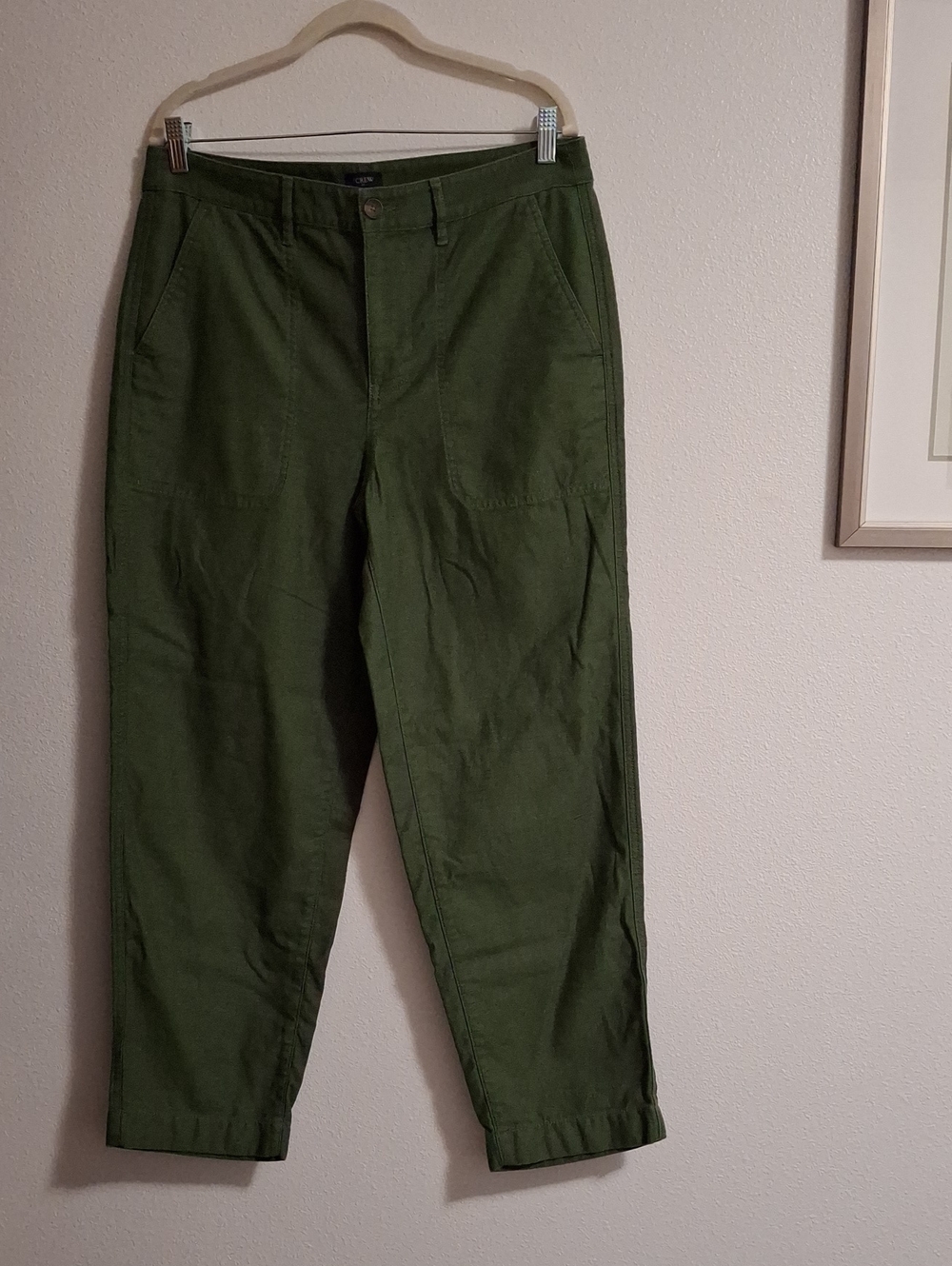 J.Crew Camp Pant Olive Green Casual 100% Cotton Size 10 Ankle Pant Re-Imagined
